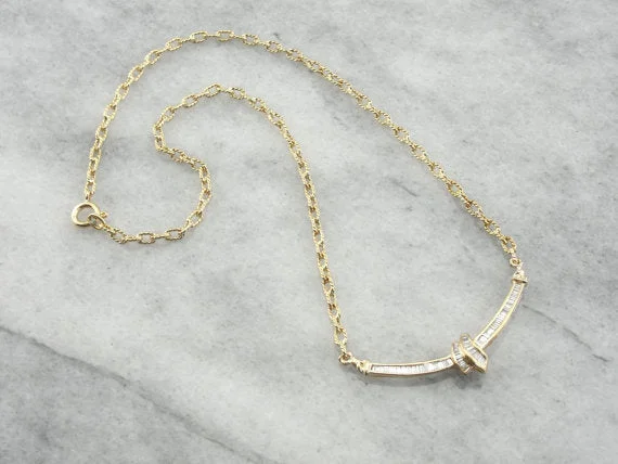 Ladies rings buying guide-Contemporary Baguette Cut Diamond Necklace