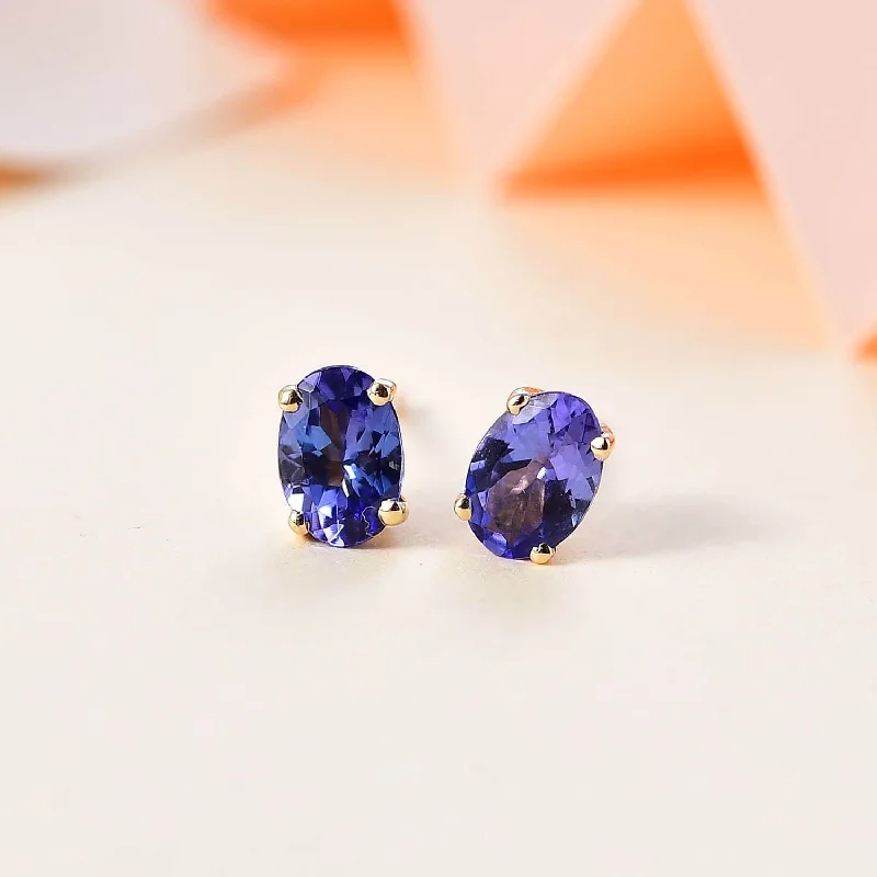 Ladies earrings vintage vibes-10k Yellow Gold Premium Tanzanite Earrings