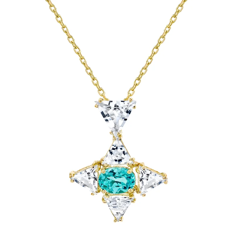 Ladies rings creative styles-Aqua Apatite Starlight Pendant Necklace