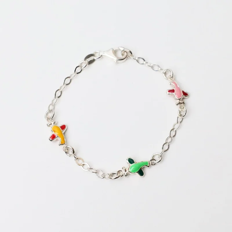 Ladies bracelets affordable picks-Sterling Silver Child's Bracelet with Enamel Planes