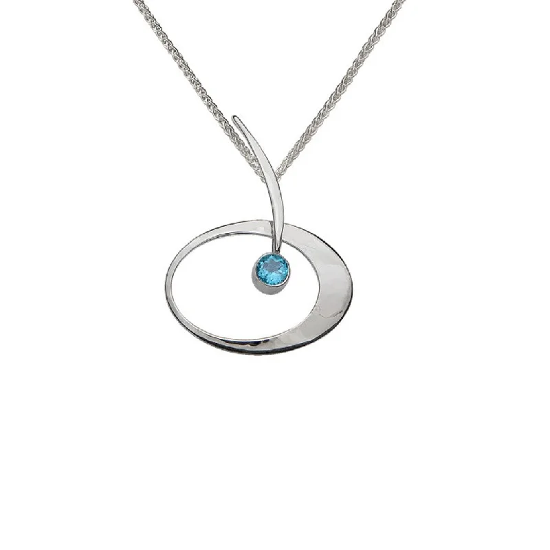 Ladies rings youthful flair-Blue Topaz Sterling Silver Pendant Necklace