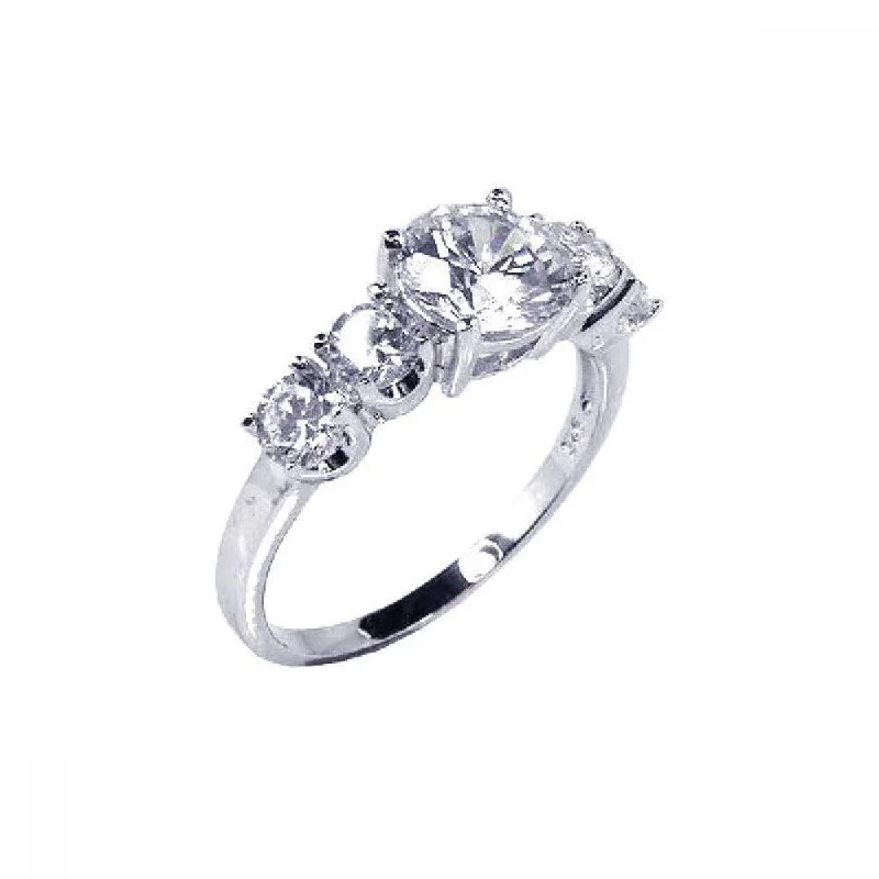 Ladies rings gold-plated-Silver 925 Rhodium Plated 5 Set CZ Stone Ring - STR00361