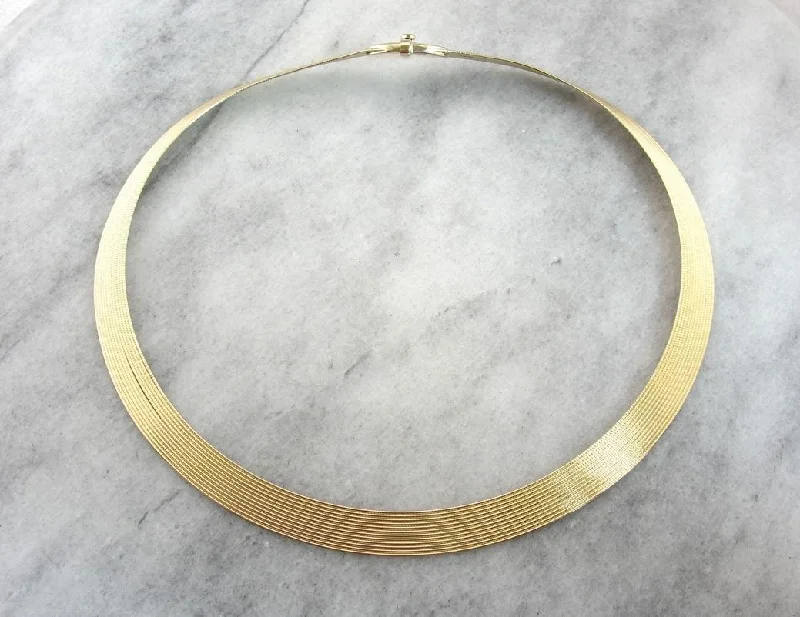 Ladies rings ruby stones-Reversible Italian Gold Collar Necklace, Vintage