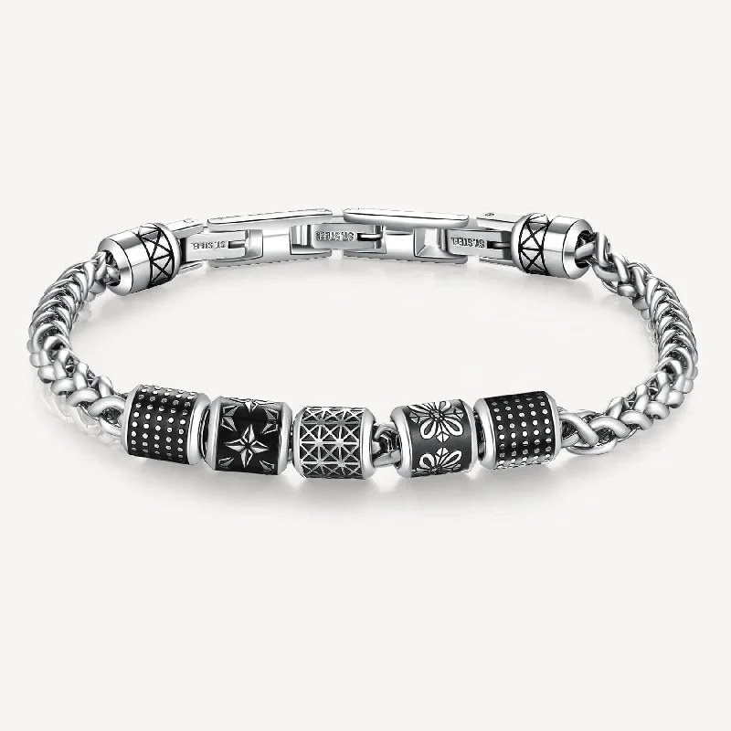 Ladies bracelets worldwide styles-Stainless Steel and Enamel Bead Bracelet