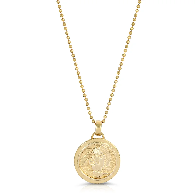 Ladies rings ethnic flair-Lioness Coin Necklace, Medium