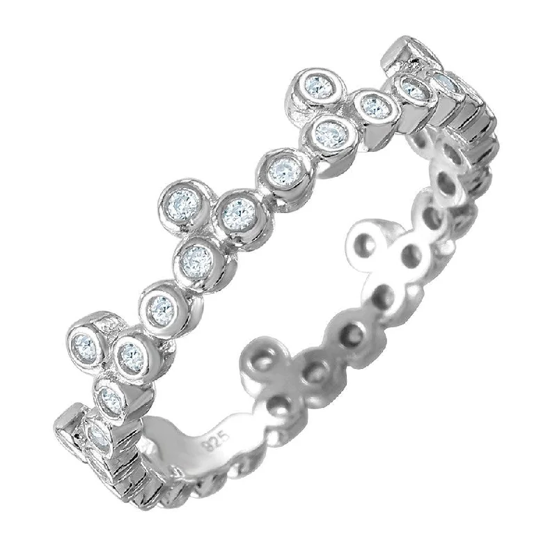 Ladies rings gift ideas-Silver 925 Rhodium Plated CZ Stackable Eternity Ring - GMR00075