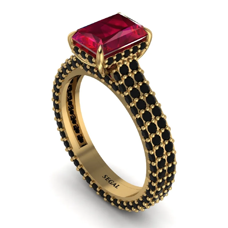 Ladies engagement rings heirloom pieces-Radiant Cut Ruby Pave Engagement Ring - Kenzie No. 40