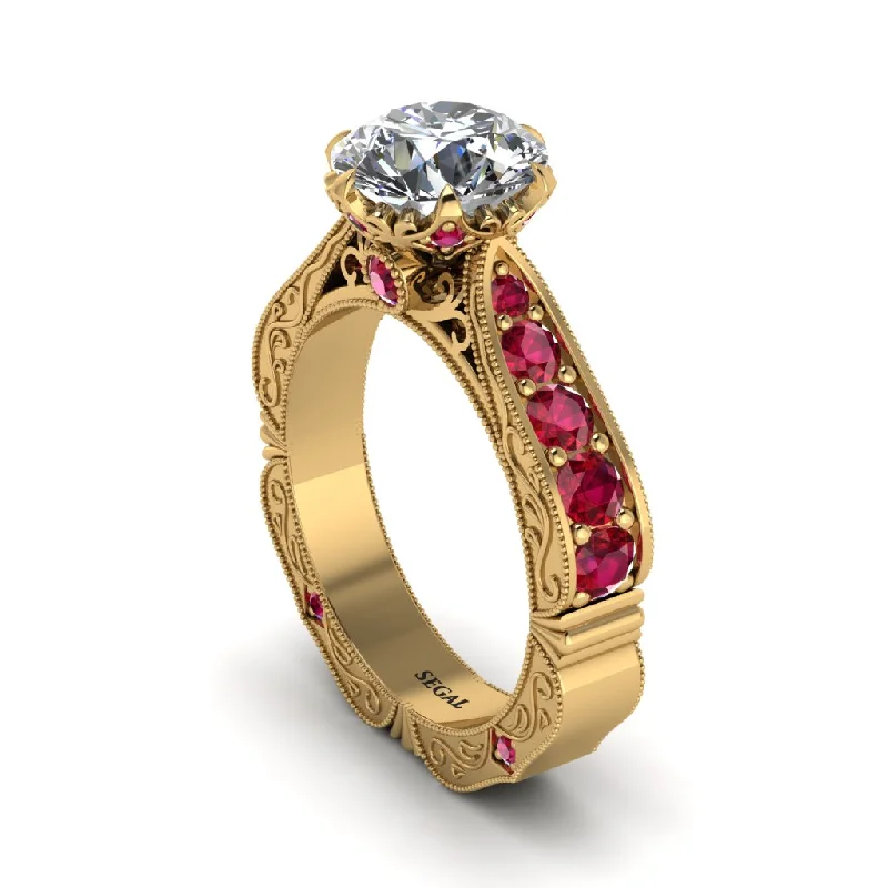 Ladies engagement rings eco-friendly-Diamond Victorian Scroll Engagement Ring - Kehlani No. 46