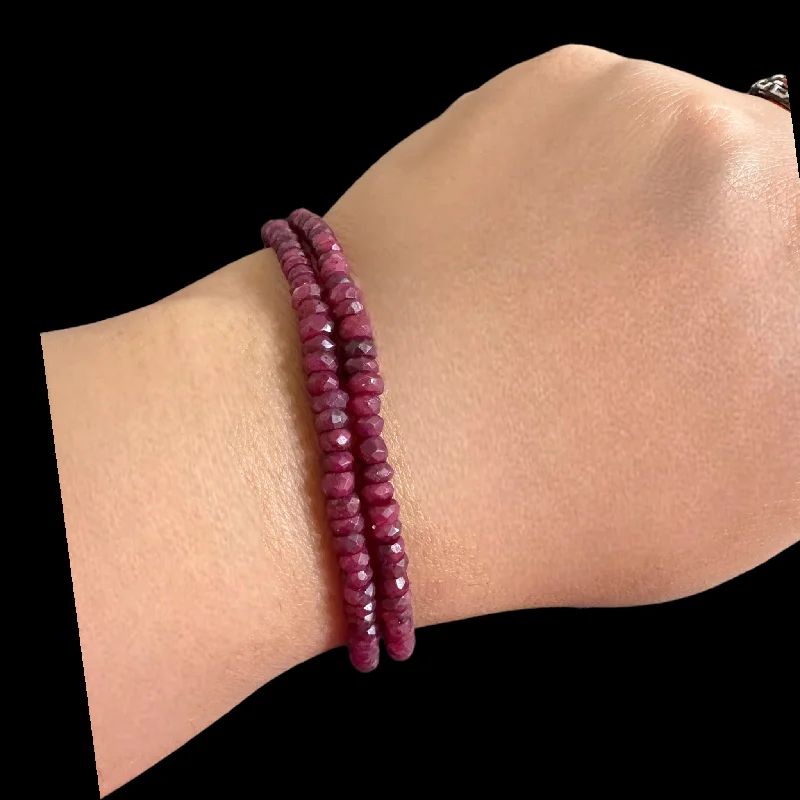 Ladies bracelets sapphire stones-Ruby beads bracelet ( SHIPS IN 4 WEEKS )