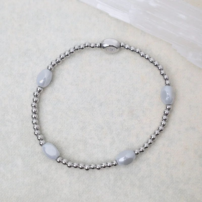 Ladies bracelets heart motifs-Here & There Pop Of Color Bracelet in Glacier Grey & Stainless Steel