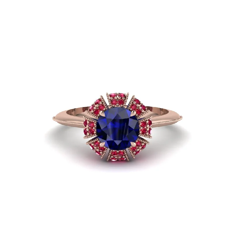 Ladies engagement rings dream rings-Ruby Crown Halo Engagement Ring - Annie No. 59