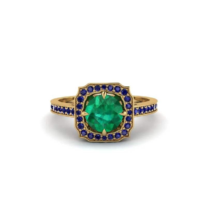 Ladies engagement rings personalized-Emerald Cathedral Halo Engagement Ring - Luciana No. 64