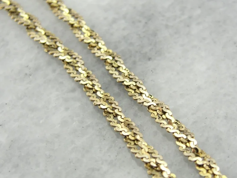 Ladies rings global brands-Fancy Yellow Gold Braided Chain Necklace