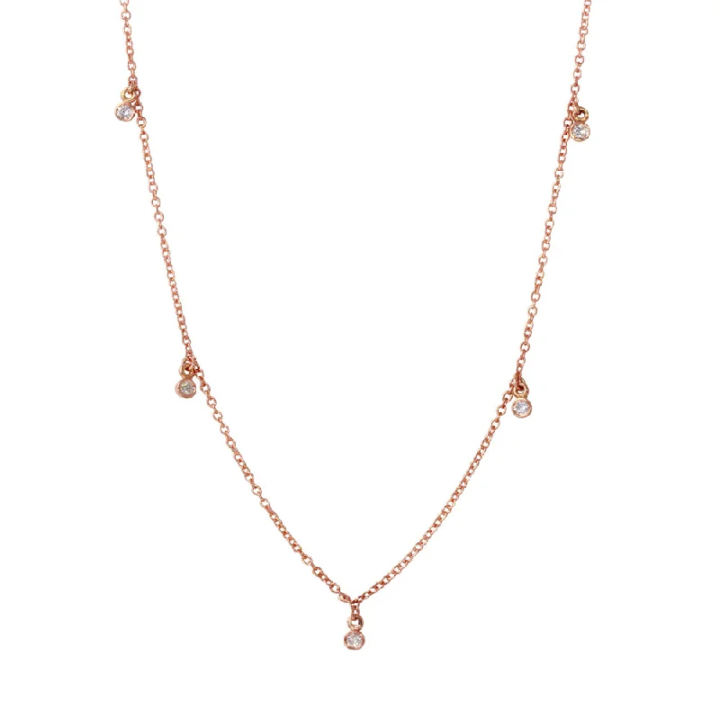 Ladies rings gold-plated-Five Diamond Necklace