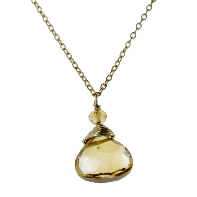 Ladies rings 2025 trends-Citrine One Drop Necklace