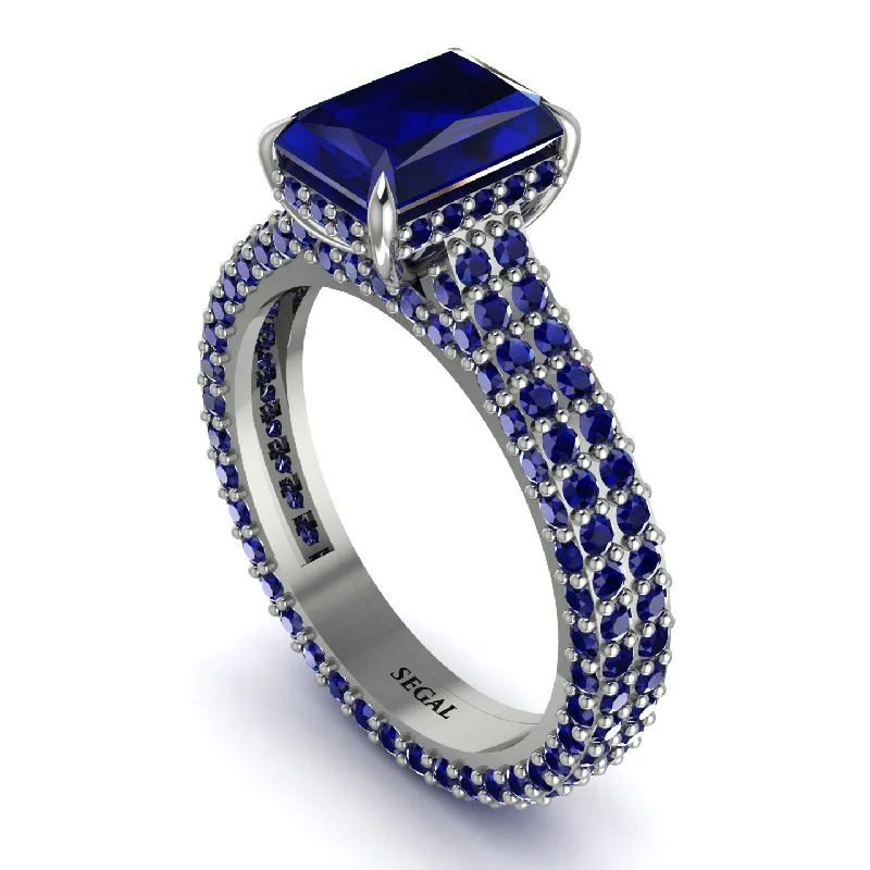 Ladies engagement rings sentimental value-Radiant Cut Sapphire Pave Engagement Ring - Kenzie No. 75