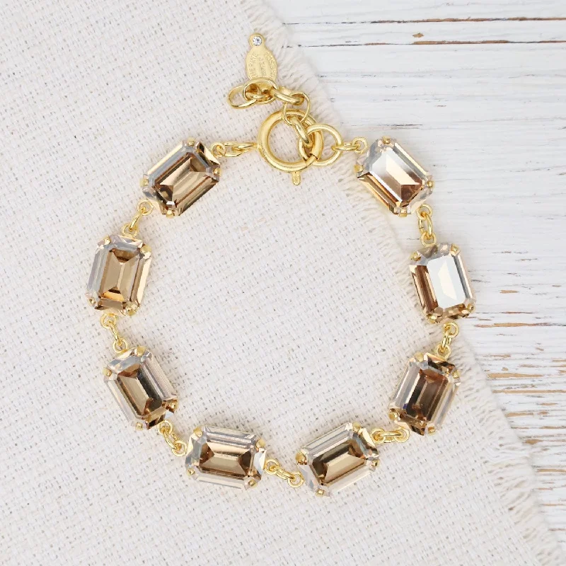 Ladies bracelets affordable picks-Champagne Rectangle Crystal Bracelet